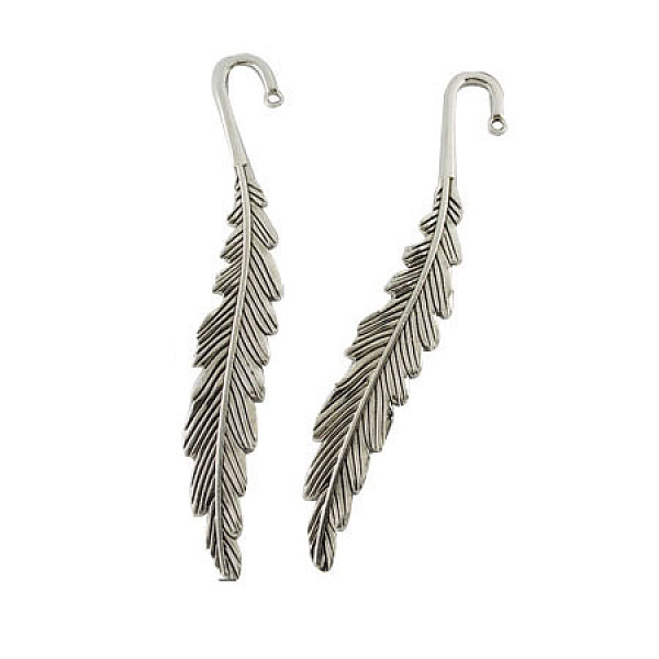 

PandaHall Tibetan Style Bookmarks, Leaf, Cadmium Free & Nickel Free & Lead Free, Antique Silver, 117x13x4mm, Hole: 2mm Alloy