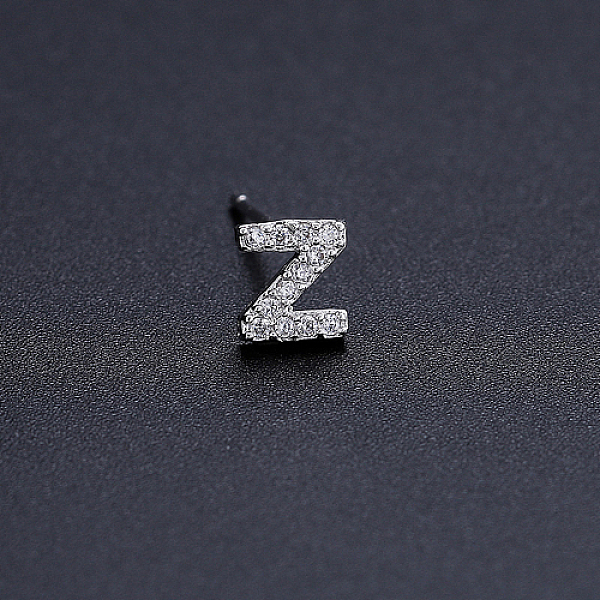 

PandaHall Platinum Brass Micro Pave Cubic Zirconia Stud Earrings, Initial Letter, Letter Z, No Size Cubic Zirconia Letter Z Clear