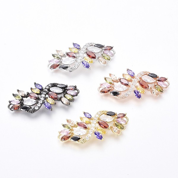 

PandaHall Brass Links, with Colorful Cubic Zirconia, Flower, Mixed Color, 20x39.5x4mm, Hole: 2mm Brass+Cubic Zirconia Flower