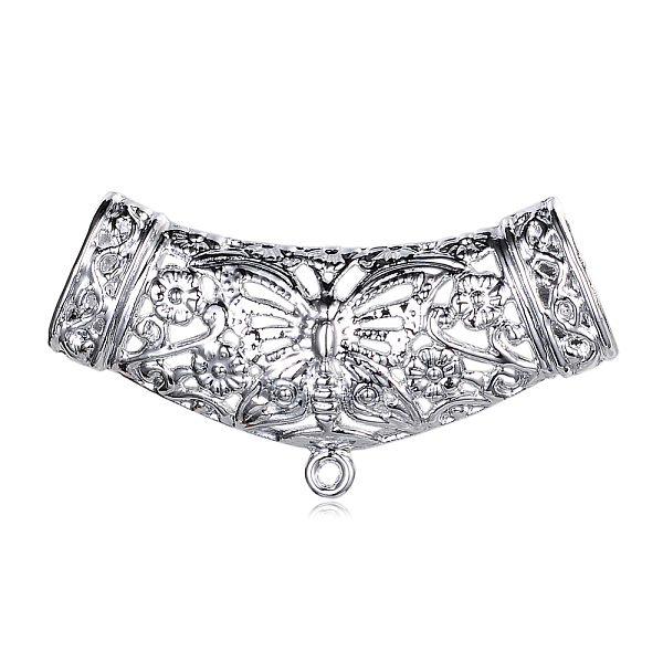 

PandaHall Alloy Tube Bails, Loop Bails, Long-Lasting Plated, Scarf Bail Beads, Tube with Butterfly and Flower Pattern, Silver Color Plated...