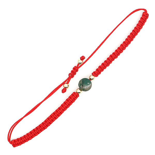 

PandaHall Gemstone Round Braided Bead Bracelet, Red Adjustable Bracelet, Bead: 8mm Gemstone