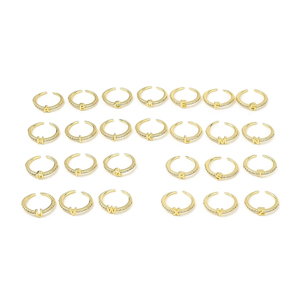 

PandaHall Clear Cubic Zirconia Initial Letter Open Cuff Ring, Real 18K Gold Plated Brass Jewelry for Women, Cadmium Free & Nickel Free &...