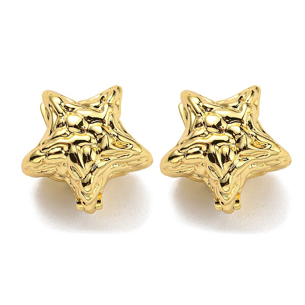 

PandaHall Star Hoop Earrings, Brass Jewelry for Women, Cadmium Free & Lead Free, Real 18K Gold Plated, 16x17mm Brass Star