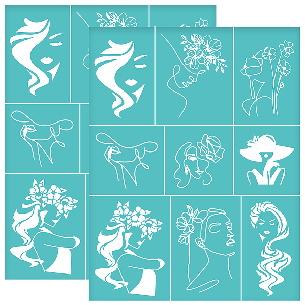 

PandaHall Self-Adhesive Silk Screen Printing Stencil, for Painting on Wood, DIY Decoration T-Shirt Fabric, Turquoise, Woman, 280x220mm...