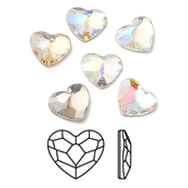 

PandaHall K9 Glass Rhinestone Cabochons, Flat Back & Back Plated, Faceted, Heart, Mixed Color, 12x14x4.5mm Glass Rhinestone Heart Multicolor