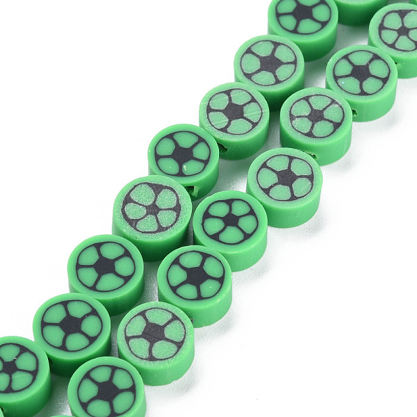 

PandaHall Handmade Polymer Clay Bead Strands, Flat Round with Football, Lime Green, 8~9x4~5mm, Hole: 1.2~1.4mm, about 40~41pcs/strand, 13.62...