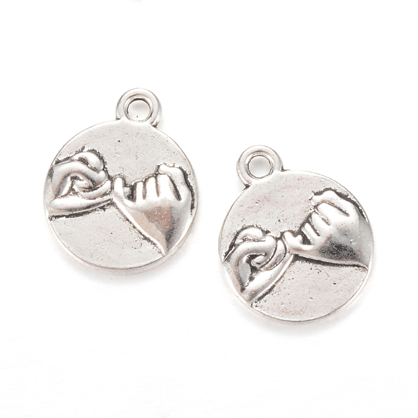 

PandaHall Tibetan Style Alloy ASL Pendants, Flat Round with Promise Gesture, Pinky Swear, Cadmium Free & Nickel Free & Lead Free, Antique...