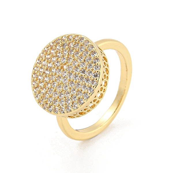 

PandaHall Flat Round Brass Micro Pave Clear Cubic Zirconia Finger Rings, Long-Lasting Plated, Golden, US Size 8(18.1mm) Brass+Cubic Zirconia...