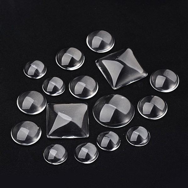 

PandaHall Glass Cabochons, Mixed Shapes, Clear, 14~25x14~25x7mm Glass Mixed Shapes Clear
