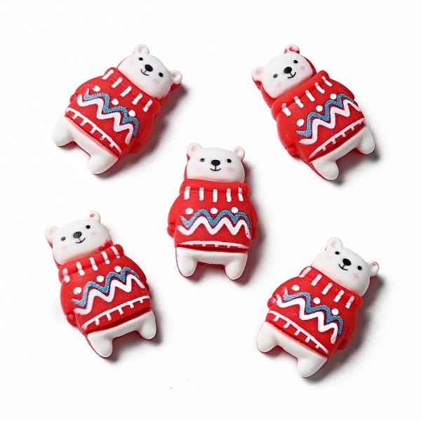 

PandaHall Opaque Christmas Resin Cabochons, Bear with Sweater, Red, 25x16x6.5mm Resin Bear Red