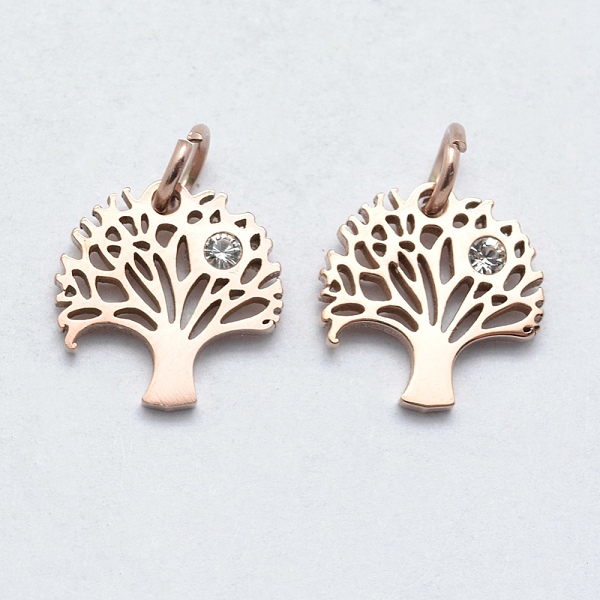 

PandaHall 316 Surgical Stainless Steel Pendants, with Cubic Zirconia, Tree, Clear, Real Rose Gold Plated, 12x12x2mm, Hole: 3mm Stainless...