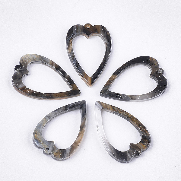 

PandaHall Cellulose Acetate(Resin) Pendants, Heart, Gray, 28x18.5x2.5mm, Hole: 1.2mm Cellulose Acetate Heart Gray