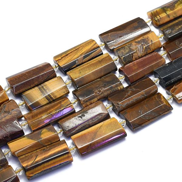 

PandaHall Natural Tiger Eye Strands, Rectangle, Faceted, 27~29x13~14x6~7mm, Hole: 1.5mm, about 12pcs/Strand, 14.96 inch(38cm) Tiger Eye...