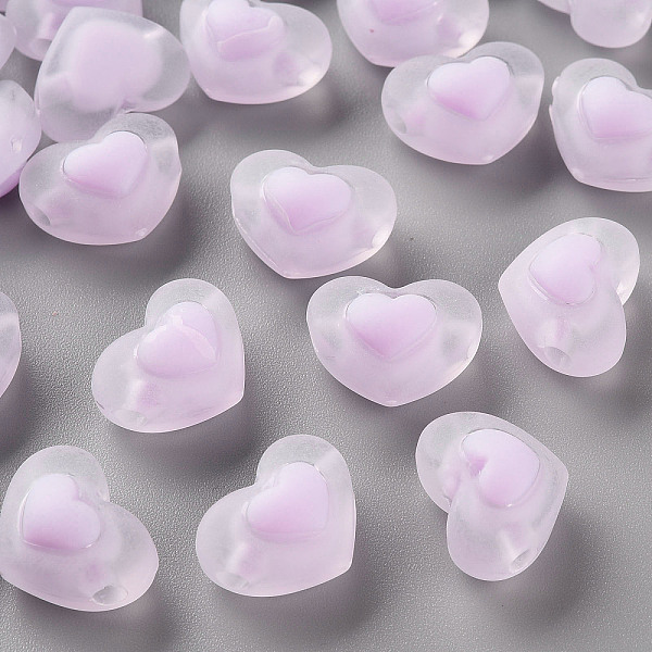 

PandaHall Transparent Acrylic Beads, Frosted, Bead in Bead, Heart, Plum, 13x17x9.5mm, Hole: 2.5mm, about 420pcs/500g Acrylic Heart Purple