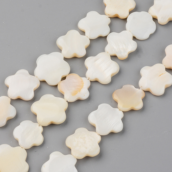 

PandaHall Natural Freshwater Shell Beads Strands, Flower, Seashell Color, 15~17x15~17x2~4mm, Hole: 0.8mm, about 24pcs/Strand, 14.56 inch...