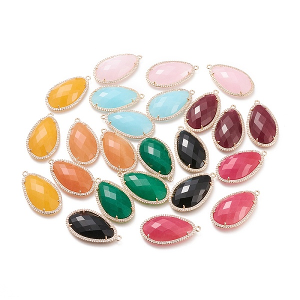

PandaHall Natural Jade Pendants, with Brass Micro Pave Clear Cubic Zirconia Claw Settings, Faceted, Teardrop, Dyed, Golden, Mixed Color..., Multicolor