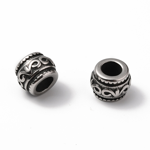 

PandaHall 304 Stainless Steel European Beads, Large Hole Beads, Rondelle, Antique Silver, 12x9.5mm, Hole: 6mm 304 Stainless Steel Rondelle