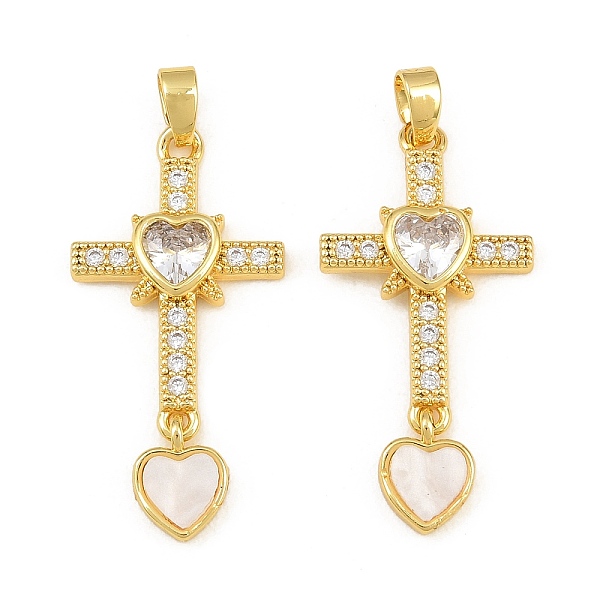 Brass Micro Pave Clear Cubic Zirconia Pendants