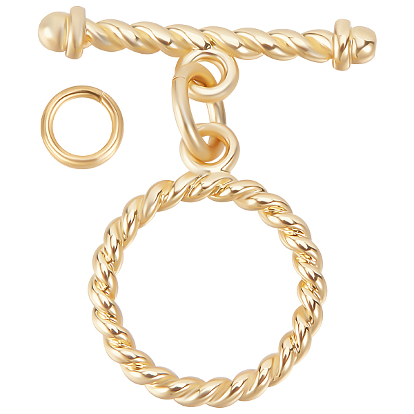 

PandaHall Beebeecraft 12 Sets Brass Toggle Clasps, Long-Lasting Plated, Twist Ring, Real 18K Gold Plated, Ring: 14.5x12x2mm, Hole: 3.5mm...