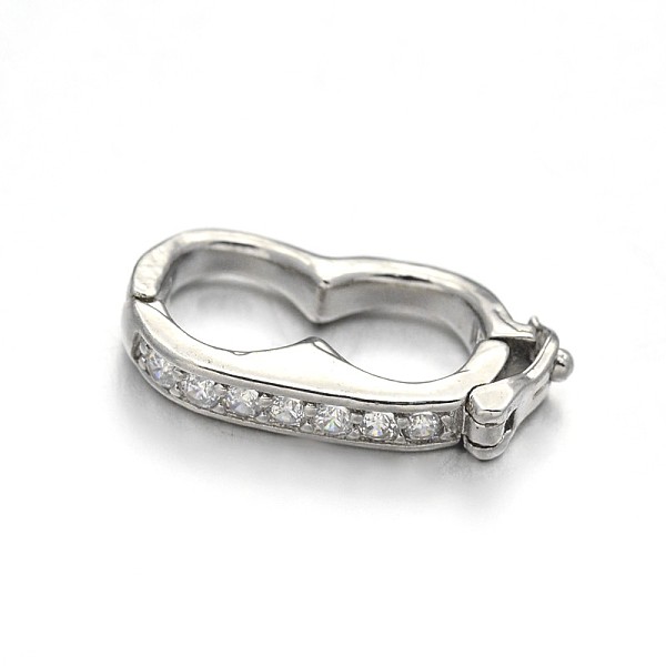 

PandaHall Rack Plating Brass Micro Pave Cubic Zirconia Twister Clasps, Lead Free & Cadmium Free, Platinum, 19x9.5x3mm Brass+Cubic Zirconia