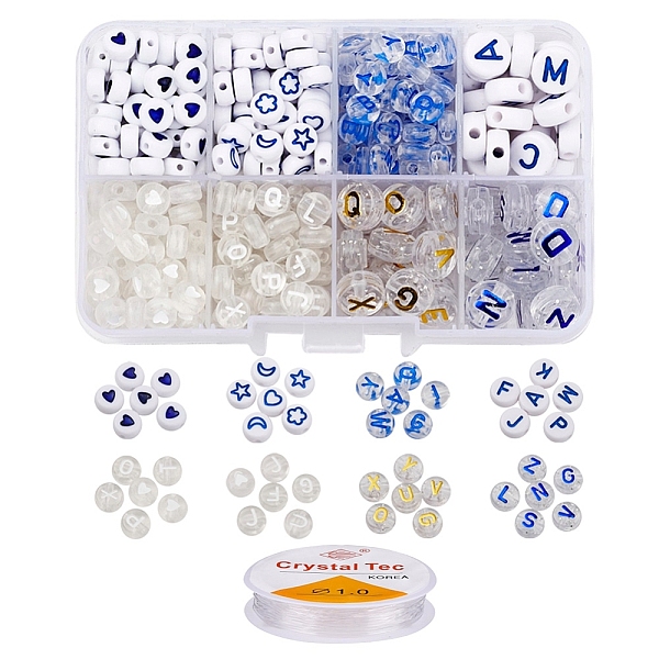 

PandaHall DIY Letter Beads Bracelet Making Kit, Including Flat Round Transparent & Opaque Acrylic Beads and Elastic Thread, Blue, Beads...