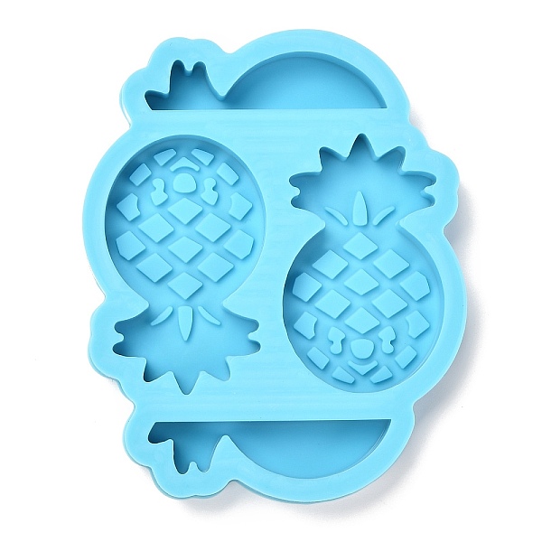 PandaHall DIY Straw Decoration Silicone Molds, Resin Casting Molds, Clay Craft Mold Tools, Pineapple, Blue, 91x74x11mm, Inner Diameter...
