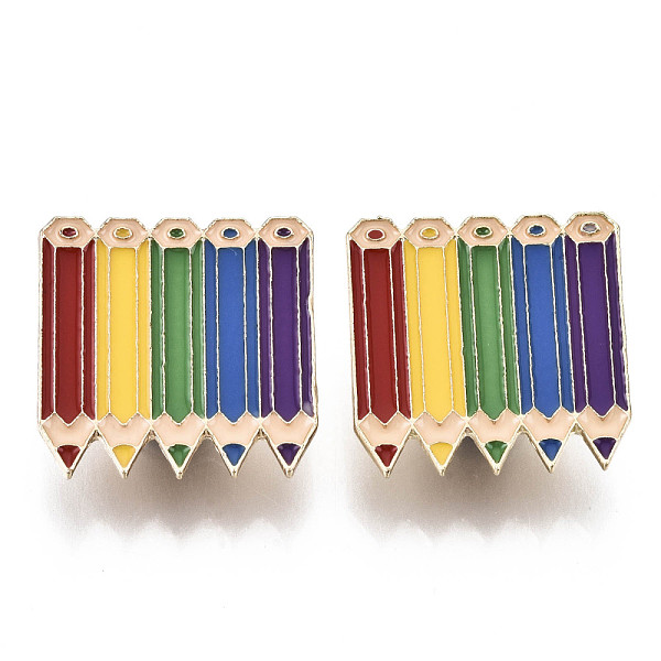 

PandaHall Alloy Brooches, Enamel Pin, with Brass Butterfly Clutches, Colour Pencil, Light Gold, Colorful, 25x25.5x2mm, Pin: 1mm Alloy+Enamel
