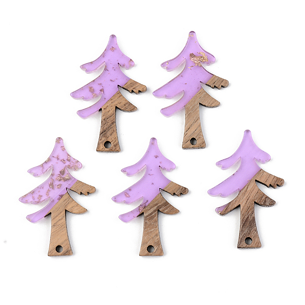 

PandaHall Transparent Resin & Walnut Wood Pendants, with Gold Foil, Christmas Tree, Lilac, 38x24.5x3mm, Hole: 2mm Resin+Wood Tree Purple