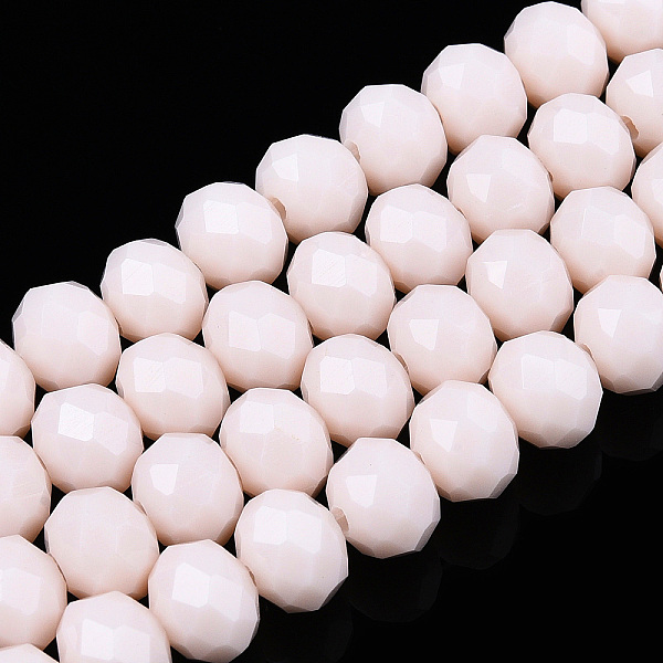 

PandaHall Opaque Solid Color Glass Beads Strands, Faceted, Rondelle, Misty Rose, 4x3mm, Hole: 0.4mm, about 113~115pcs/strand, 41~42cm Glass...