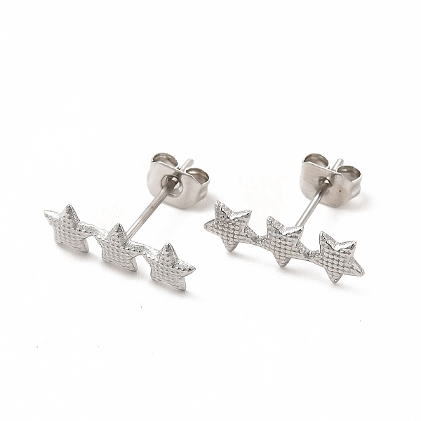 

PandaHall 304 Stainless Steel Star Stud Earrings for Women, Stainless Steel Color, 5x14mm, Pin: 0.7mm 304 Stainless Steel Star