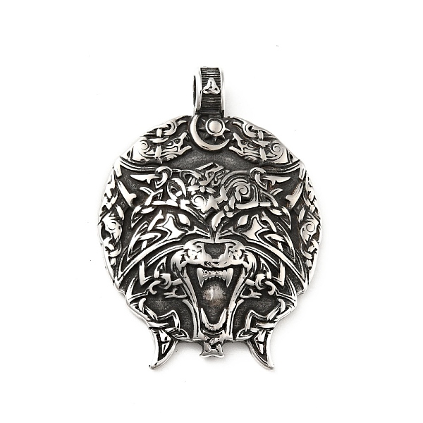 

PandaHall 304 Stainless Steel Pendants, Wolf, Antique Silver, 47.5x35x7mm, Hole: 5mm 304 Stainless Steel Others