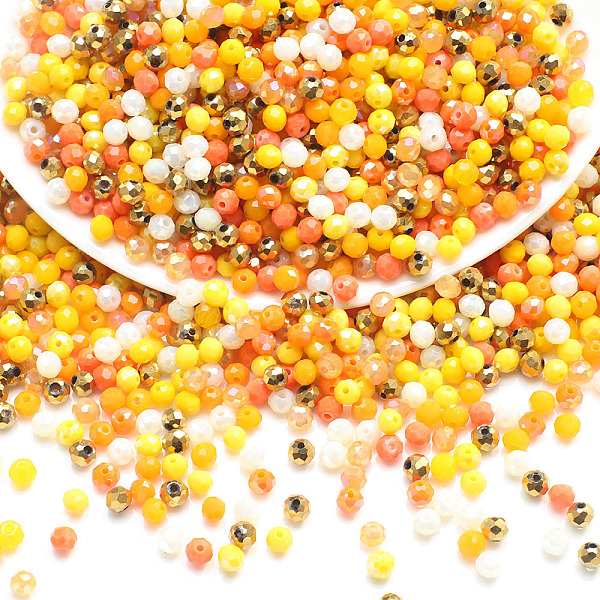 

PandaHall Electroplate Glass Beads, Faceted, Round, Gold, 4x3.5mm, Hole: 1mm Glass Round Gold
