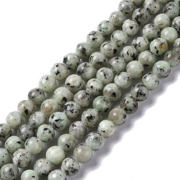 

PandaHall Natural Sesame Jasper/Kiwi Jasper Bead Strands, Round, Dyed, Dark Sea Green, 6mm, Hole: 1mm, about 64~66pcs/strand, 15.08~15.35...