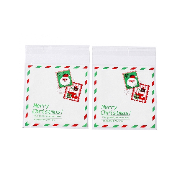 

PandaHall Christmas Theme Plastic Bakeware Bag, with Self-adhesive, for Chocolate, Candy, Cookies, Square, Lime, 130x100x0.2mm, about..., Green
