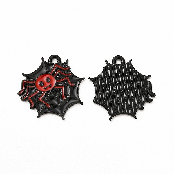 

PandaHall Rack Plating Halloween Alloy Enamel Pendants, Cadmium Free & Nickel Free & Lead Free, Spider Web with Spider, Electrophoresis..., Red