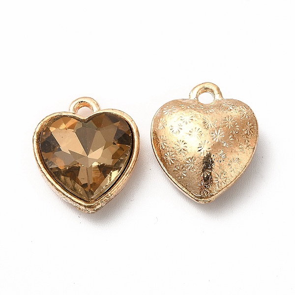 

PandaHall Faceted Glass Rhinestone Pendants, with Golden Tone Zinc Alloy Findings, Heart Charms, Camel, 16.5x14x6.5mm, Hole: 1.6mm..., Brown