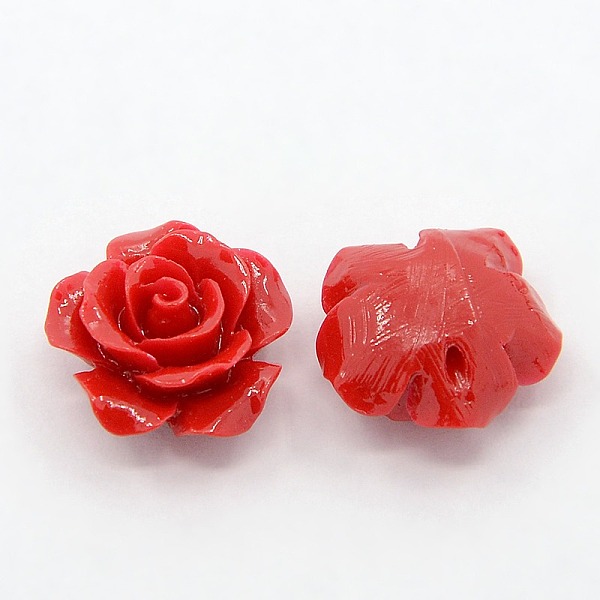 

PandaHall Synthetic Coral 3D Flower Rose Beads, Dyed, Red, 14x8mm, Hole: 1~1.4mm Synthetic Coral Flower Red