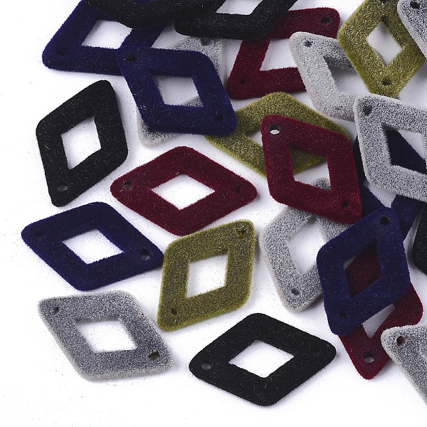 

PandaHall Flocky Acrylic Links, Rhombus, Mixed Color, 23x15x2mm, Hole: 1mm Acrylic Rhombus Multicolor