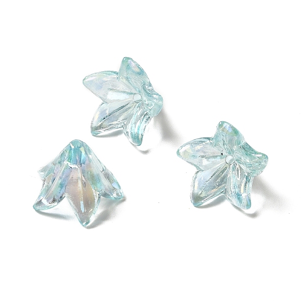 

PandaHall Transparent Acrylic Bead Caps, Lily Flower, Pale Turquoise, 16x12mm, Hole: 1.2mm, 825pcs/500g Acrylic