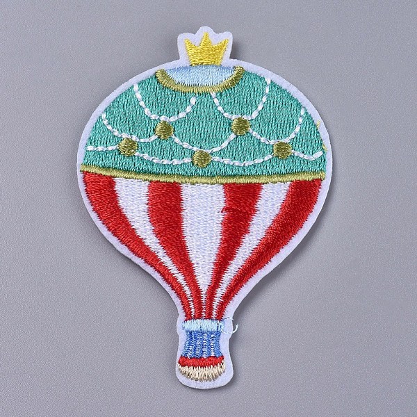 PandaHall Computerized Embroidery Cloth Iron On/Sew On Patches, Costume Accessories, Hydrogen Balloon, Colorful, 75x50x1mm Cloth Balloon