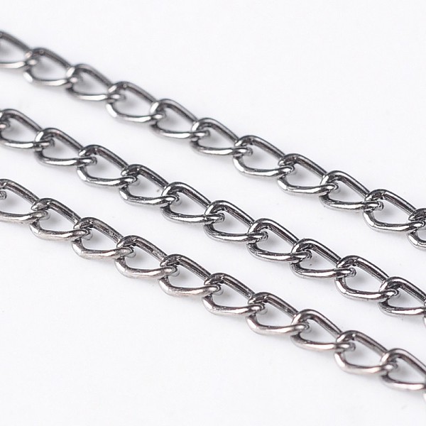 

PandaHall Iron Twisted Chains Curb Chains, Unwelded, Gunmetal, with Spool, Link: about 2mm wide, 3.5mm long, 0.5mm thick, about 328.08 Feet...
