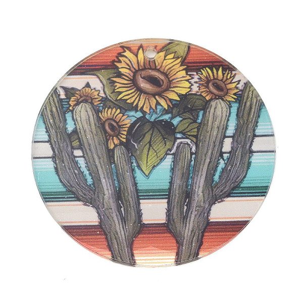 

PandaHall Acrylic Pendant, Round, Flower, 69.5x2.5mm, Hole: 3mm Acrylic Flower
