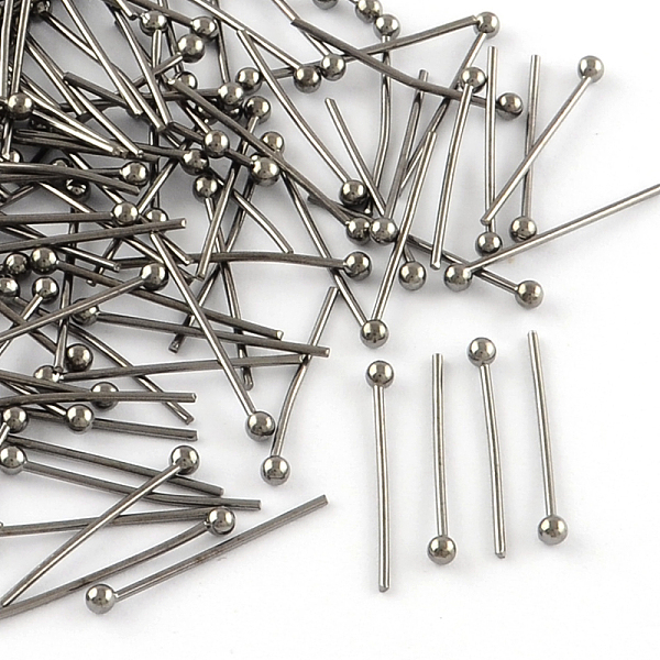 

PandaHall Brass Ball Head pins, Cadmium Free & Lead Free, Gunmetal, 25x0.5mm, 24 Gauge, Head: 2mm, about 9350pcs/bag Brass