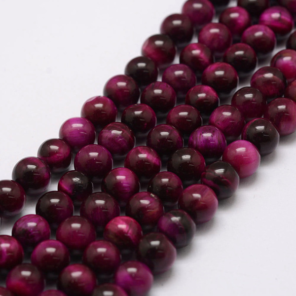 

PandaHall Natural Tiger Eye Bead Strands, Round, Dyed & Heated, Medium Violet Red, 4mm, Hole: 0.6mm, about 88~93pcs/strand, 15.5 inch Tiger...