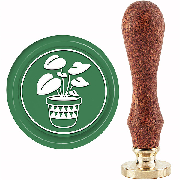 

PandaHall CRASPIRE Plant Wax Seal Stamp Potted Plants Sealing Wax Stamps Green Plants 30mm Retro Vintage Removable Brass Stamp Head with...