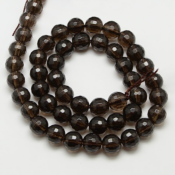 

PandaHall Smoky Quartz Beads Strands, Faceted(128 Facets), Round, Synthetic Crystal, Dyed & Heated, 14mm, Hole: 1mm Smoky Quartz Round Gray