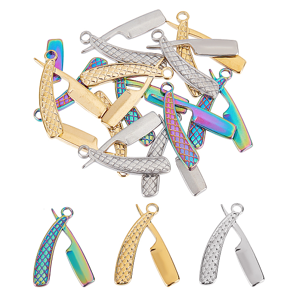 

PandaHall Unicraftale 12pcs 3 Colors 304 Stainless Steel Pendants, Laser Cut, Comb, Mixed Color, 25x19x1.8mm, Hole: 2mm 304 Stainless Steel...