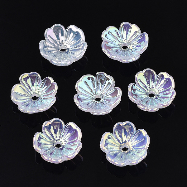 

PandaHall 5-Petal Electroplate Acrylic Bead Caps, Flower, WhiteSmoke, 11x11x3.5mm, Hole: 1.5mm Acrylic White