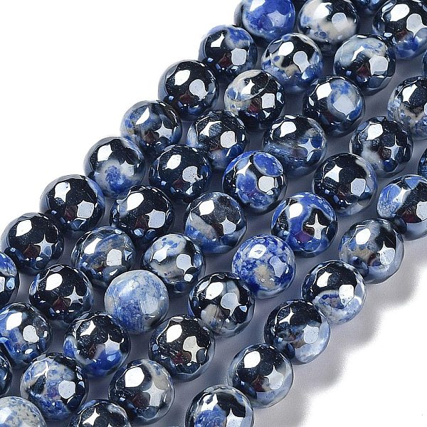 

PandaHall Electroplate Natural Fire Crackle Agate Beads Strands, Dyed & Heated, Faceted Round, Royal Blue, 8mm, Hole: 1mm, about...