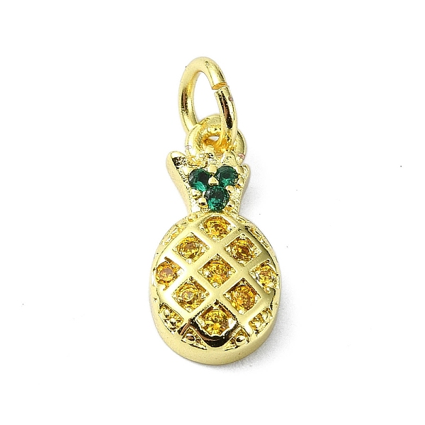 

PandaHall Brass Micro Pave Cubic Zirconia Pendants, with Jump Ring, Real 18K Gold Plated, Pineapple, 13.5x6.5x2.5mm, Hole: 3mm Brass+Cubic..., Green